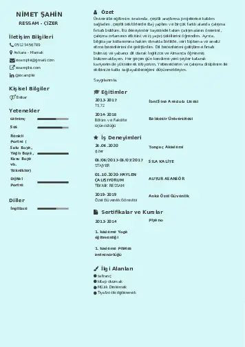 Ressam Cv Örnekleri cv indir